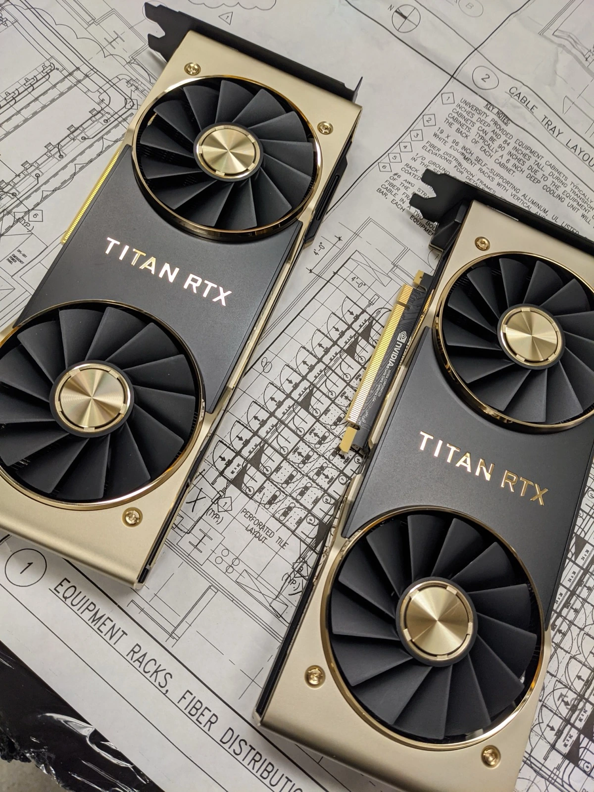 NVIDIA Titan RTX GPUs on server room blueprints